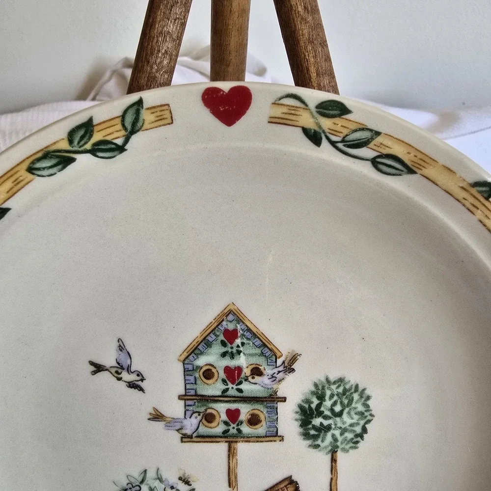 Vintage Thompson Pottery Birdhouse Cottage Core Side Plate